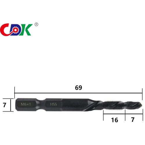 One M6 1/4'' Hex HSS High Speed Steel Thread Spiral Screw Metric Composite Tap Drill Bit Tap