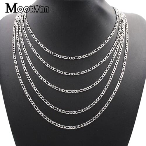 Moorvan Figaro Chain Necklace Men Jewelry Accessories, Stainless Steel Necklace Women Jewellery, Wholesale 4mm, 45cm-65cm VN325