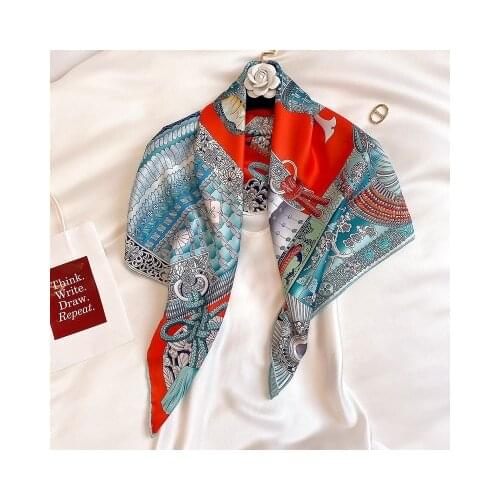 90*90cm Retro Classic Twill Weave Silk Large Square Scarf Female Fashion New Silk Scarf women Neckerchief Shawl