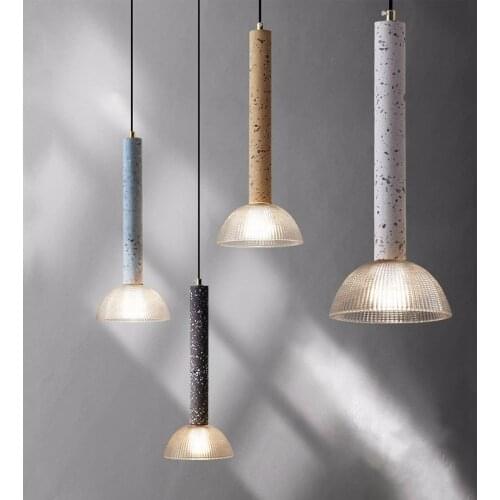 Nordic Restaurant Kitchen Terrazzo Hanging Lights Simple Bar Dining Room Cement Pendant Lights Bedroom Bedside Lamp Led Hanglamp