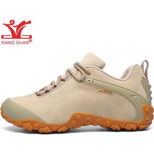 XIANG GUAN Walking Shoes Men Women Waterproof Cow Leather Sandy Black Low for Outdoor Sports Hiking Trekking Tourism Sneakers 11
