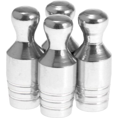 4X Car Bicycle Wheel Tire Air Valve Stems Cap Dust Cover Bowling Type Sliver