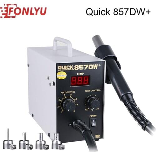 QUICK 857DW+ Adjustable Hot Air Gun Station With Helical Wind 580W SMD Rework Station 580W For Motherboard Repair