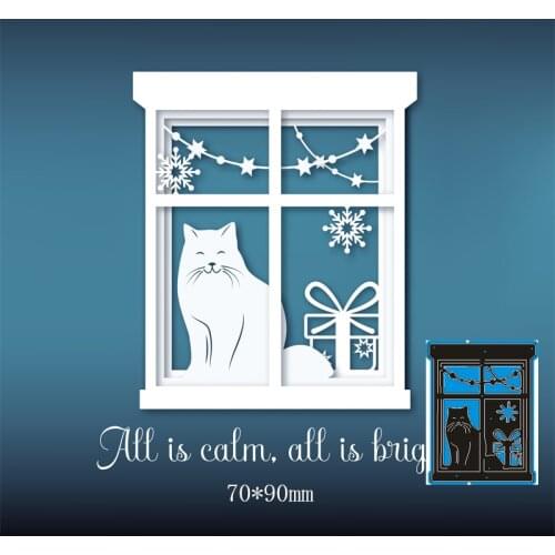 70*90mm Cat in Window Cutting Metal Dies New Stencils DIY Scrapbooking Paper Cards Craft Making Decoration