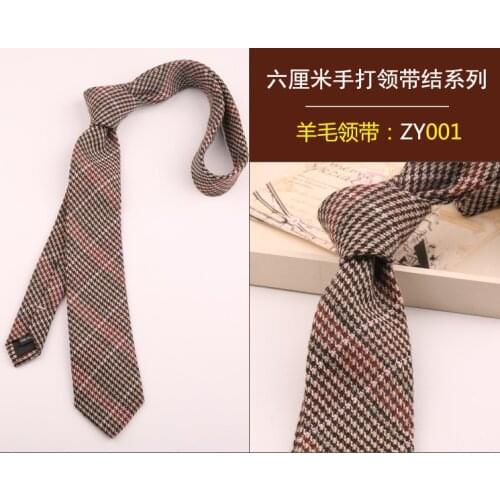 Thick winter 6CM wool blended narrow casual tie male British gentleman retro romantic plaid stripes