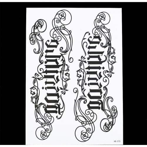 1pc Personalize Waterproof Letter Flower Arm Sleeve Tattoo HB070 Women Men Beauty Health Body Art Temporary Paper Tattoo Sticker