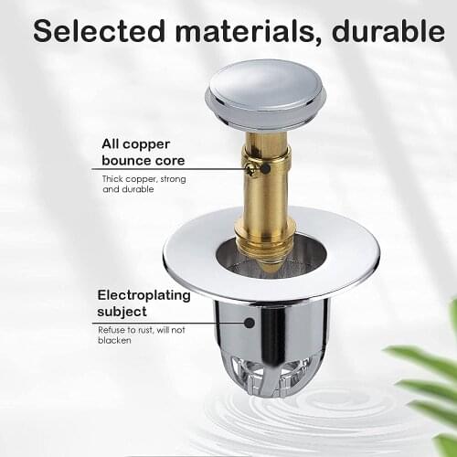 Stainless Steel Bathroom Sink Stopper Pop up Anti Clogging Drain Stopper with Filter Basket for Bathtub Sink Bathtub Accessories