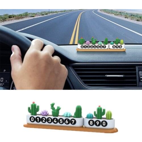 Green Plants Creativity Parking Telephone Number Plate Succulent Plants Mobile Phone Moving Car Card Automotive Interior Tools