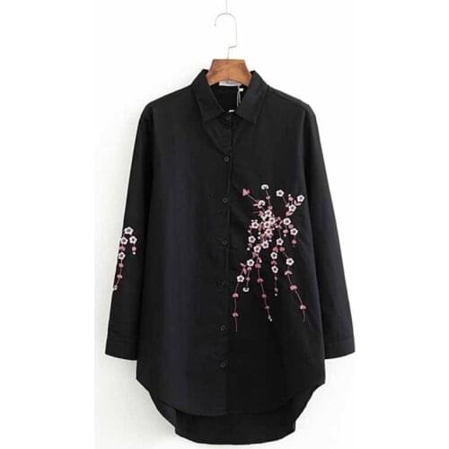 Fashion Large size Shirt Top Women 2019 Spring Summer Embroidery Cotton Blouse Casual Tops Female Long sleeve white Shirts G17