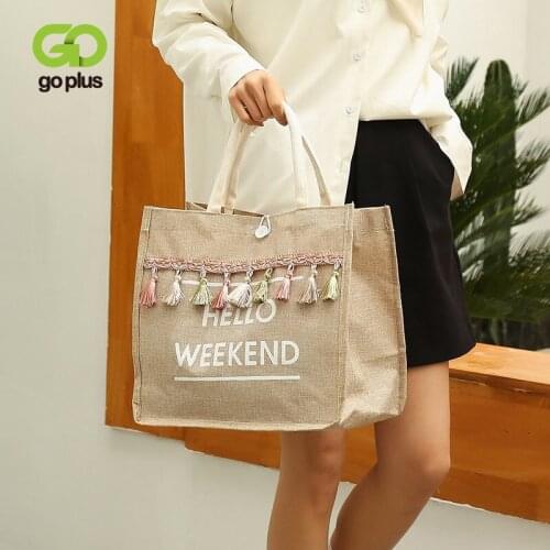 GOPLUS Womens Handbags Large Capacity Reusable Shopping Bags Vintage Ladies Travel Canvas Sac Main Femmes Summer Beach Bags