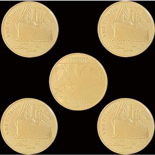 5PCS 1912 Titanic Gold Coin 100 Year Anniversary Memory Of Rms Victims Commemorative Tragedy Of The Titanic Collect
