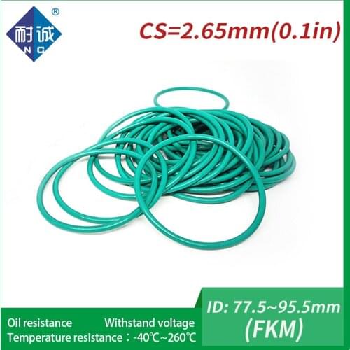 1PC/lot fluoro rubber Ring Green FKM Oring Seals Thickness 2.65mm ID 77.5/80/82.5/85/87.5/90/92.5 mm O ring Washer