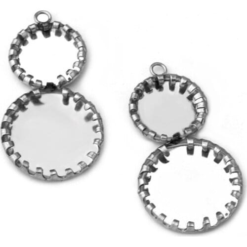 10pcs New 10MM 14MM Stainless Steel Jewelry Empty Support Pendant, Empty Support Accessories Wholesale