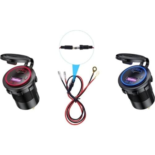 12V 24V Quick Charge 3.0 USB Type C PD Car Fast Charger with Switch Power Cable