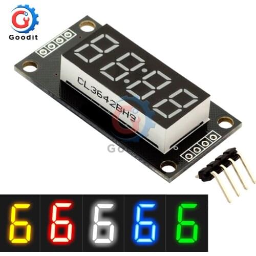 4-Digit LED 0.56" 7 Segments Display Tube TM1637 Clock Double Dots Module size 30x14mm 0.56 inch For Arduino 5 color