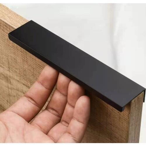 5pcs Aluminum Fashion concealed Cabinet Pull Black Cupboard Handles bedroom pull Hardware knobs