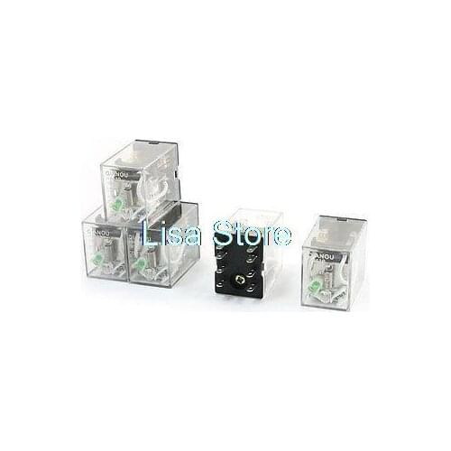 5pcs Green LED Indicator Light DC 24V Power Relay DPDT 2NO 2NC HH52P MY2J