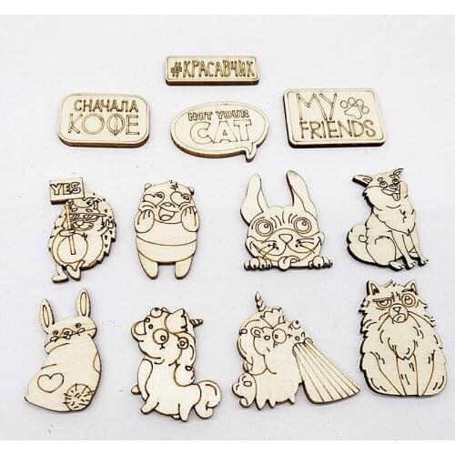 50 pcs New spot handmade diy childrens painting accessories wooden crafts cartoon shape of wood chips