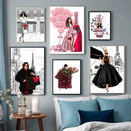 5D DIY Diamond Painting Fashion Girl Bag Balloon Champagne Salon Cross Stitch Mosaic Diamond Painting Full Square/round Decor