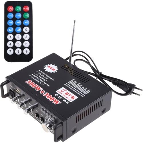 600W Car Amplifier LCD Display Digital HIFI Powers Amplifier Bluetooth FM Car Home Stereo Subwoofer W/Remote