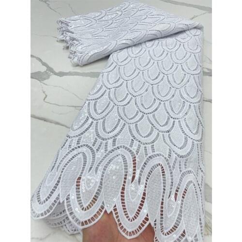 African Cord Lace Fabric Nigerian Lace Fabric 5 Yards Milk Silk Lace With Sequins Water Soluble Lace For Wedding Party