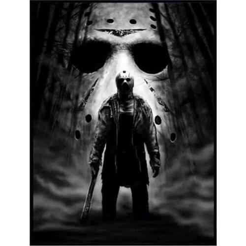 5D DIY Diamond Painting Jason Voorhees Mask Cross Stitch Full Drill Diamond Embroidery Craft Kits Mosaic Home Decor WG2568