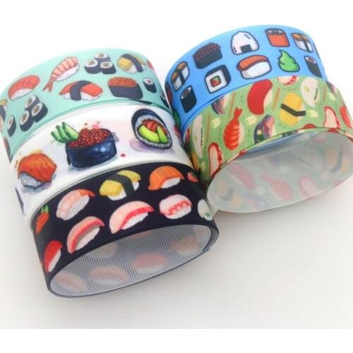 DHK 7/8'' 5 yards Sushi Printed Grosgrain Ribbon Accessory Hairbow Headwear Decoration DIY Wholesale OEM C1957