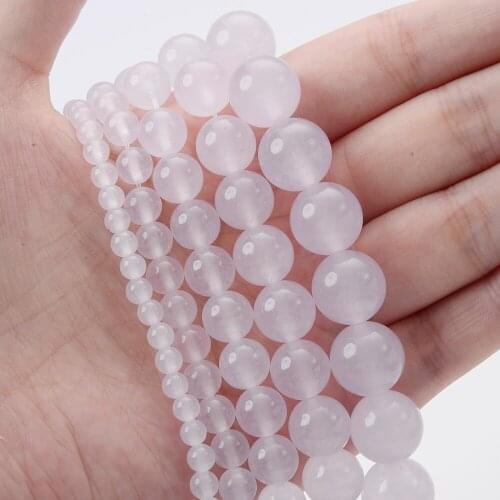 Purple Gray Chalcedony Jades Natural Stone Beads Round Loose Spacer Bead for Jewelry Making DIY Bracelet Charms Accessories