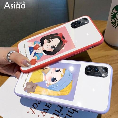 ASINA Tempered Glass Case For OPPO Reno 2 3 4 5 Pro Shockproof Cute Cartoon Cover Bumper For Realme X7 Find X3 Lite Anime Capa