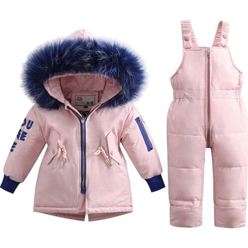 2021 -30 Degrees Baby Winter Suit Baby Girl Winter Down Jacket Coat Overalls Snowsuit Kid Infant Boys Clothes Set Snow Wear