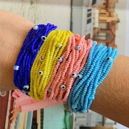 Go2boho Evil Eye Bracelet Tassel Bracelets For Women Ladies Trendy Multilayer Jewelry Adjustable Beaded 2020 Hot Sale Jewellery