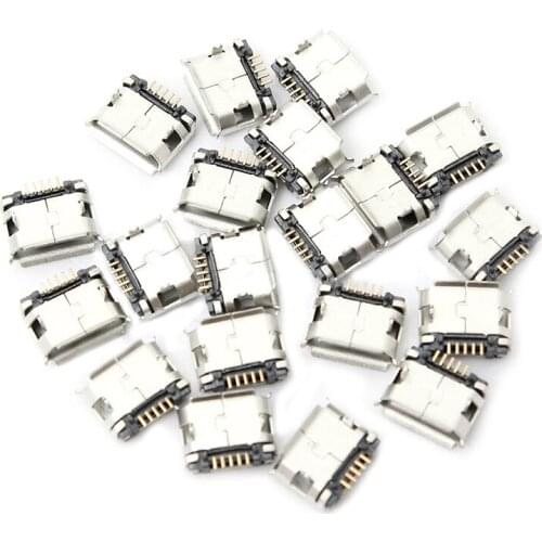 WSFS Hot 60Pcs Micro-USB Type B Female 5 Pin SMT Placement SMD DIP Socket Connector