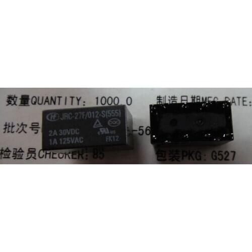 JRC-27F-012-S 12VDC 1A 125VAC DIP8 0.2W HONGFA RELAY 2 From C, New and original