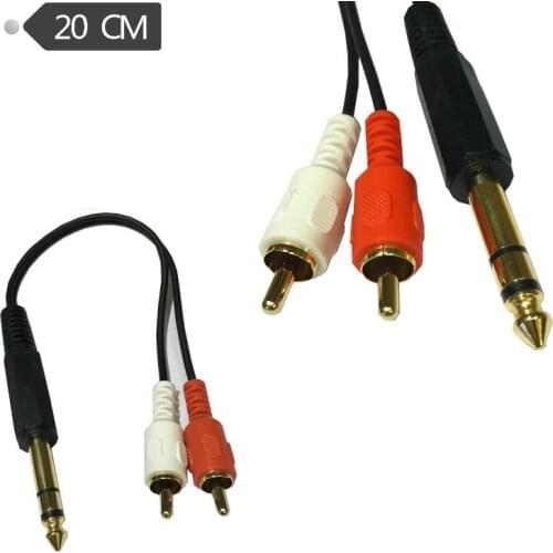 LBSC 6.35mm Male Jack to 2 RCA Phono Male Jack Stereo Audio Y Splitter Cable 0.2m