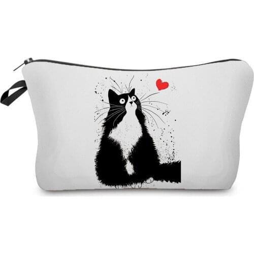 Hot Sale Cat Printing Women Cosmetic Bags Animal Lovely Casual Travel Portable Storage Makeup Bag Toiletry Bags Custom Pattern