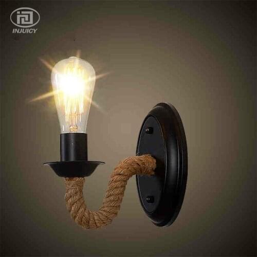 Loft American Vintage Hemp Rope Edison Wall Lamp Industrial Wall Light Balcony Stair Coffee Shop Hall Store Decoration Lighting