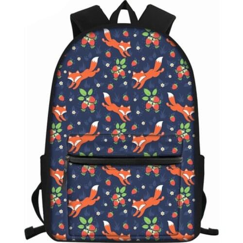Cute Animal Fox Print School Backpack Waterproof Women Bag College Laptop Backpack Female Mochila Bolsas E Sacolas