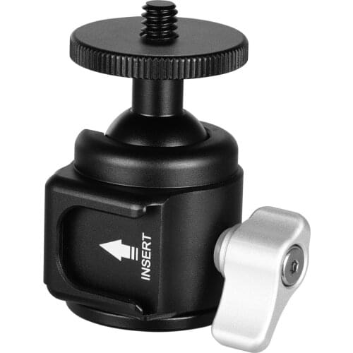 Aluminum Alloy Mini Ball Head Camera Tripod Head CNC Technology with Cold Shoe Mount Universal 1/4inch Screw Thread for DSLR SLR