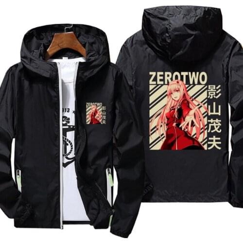 Darling in the Franxx print jacket for men windbreaker hoodie reflective zipper thin jacket unisex casual Sun protection jacket