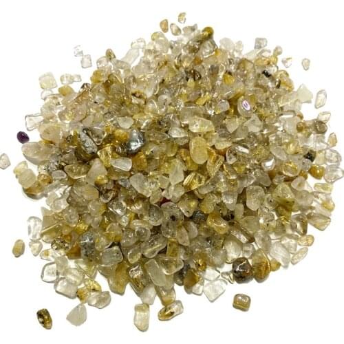 100g Natural Yellow Hair Crystal Rutilated Quartz Gravel Rock Quartz Raw Gemstone Mineral Specimen Fish Tank Decoration Stone
