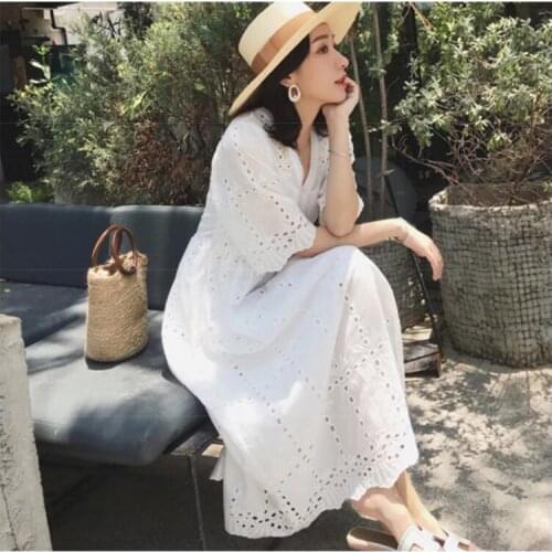 New womens sister beauty summer fashion maternity dress new mid-length V-neck cotton lace dress