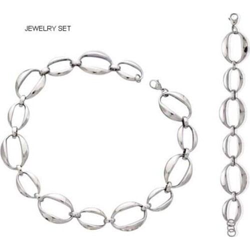 New Jewelry Set Stainless Steel Bracelet & Necklace Punk Rock Link Chain Jewelry Set Amazing Price Good Quality