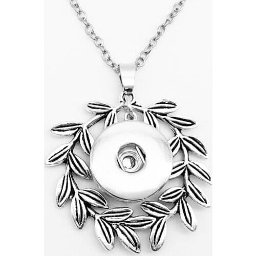 New tree flower wreath snap button jewelry necklace EA3553 (fit 18mm 20mm snaps) BOBOSGIRL