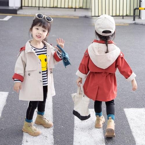 Girls Color Matching Hoodie Spring Autumn Jacket Color Windbreaker 2020 New South Korean Girls Waist Hoodie Coat Kid Wear 1-6Y