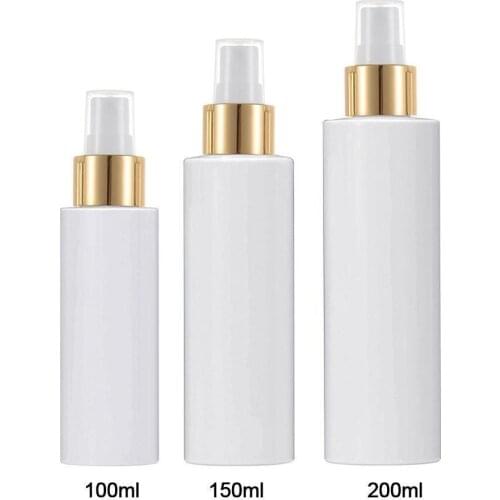 100ml 150ml 200ml Plastic Spray Bottle for Vinegar With Gold Sprayer Cylinder Bottle With Fine Mist Sprayer And Over Cap