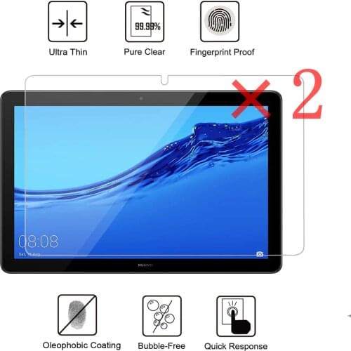 2Pcs Tempered Glass Film for Huawei MediaPad T5 10 10.1" Premium Tablet Tempered Glass Screen Protector Protective Cover Film