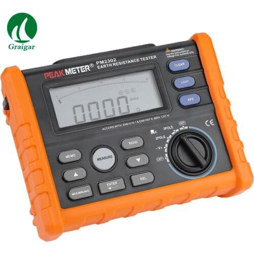 PM2302 Digital Ground Earth Resistance Voltage Tester Meter with Large Digital LCD and Backlight