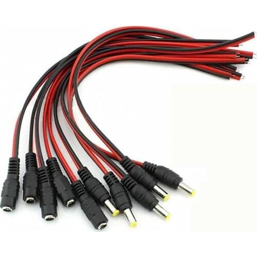 12V DC Connectors Male Female jack cable adapter plug power supply 5.5 x 2.1mm for LED Strip Light CCTV Camera 26cm length