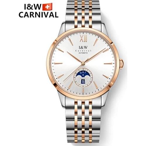 Switzerland Carnival Mens watches Automatic MIYOTA Mechanical luxury watch for men sapphire calendar reloj hombre montre homme