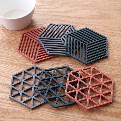 Silicone Hexagon Coaster Silicone Tableware Heat-insulated Mat Milk Coffee Cup Mats Bowl Placemat Home Dinning Table Decoration